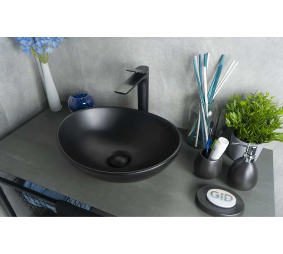 Раковина Gid Nc901 накладная черная матовая 41x34x15 52223 1