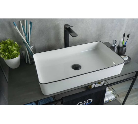 Раковина Gid Nc9399 накладная белая / черная 60x34x11 52225 1