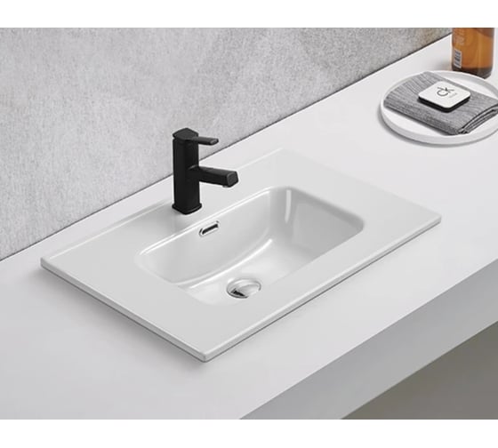 Раковина Gid 9070s встраиваемая сверху белая 71x46.5x17 71156 1