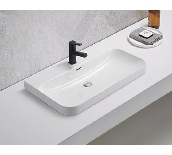 Раковина Gid 9580s встраиваемая сверху белая 81x46.5x16.5 71169 1