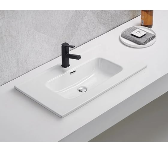 Раковина Gid 9080s встраиваемая сверху белая 81x46.5x17 71157 1