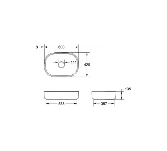 Накладная раковина RELAX DESIGN LINFA SLIM 60х42, luxolid, белый глянец LINFA SLIM LX01 luc