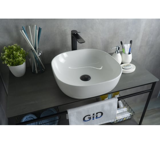 Раковина Gid D1301 накладная, белая, 42.5x42.5x14.5 51180 1