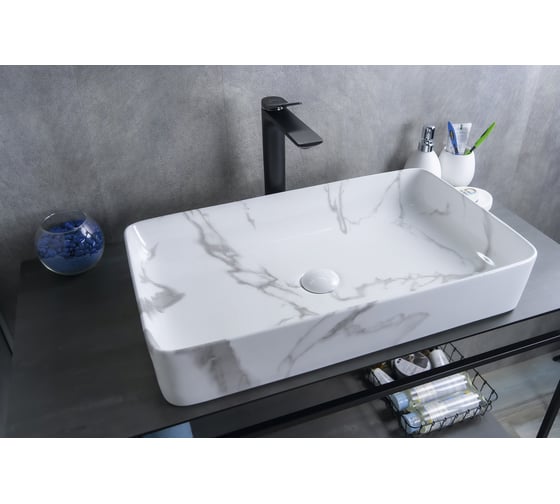 Раковина Gid Mnc396C накладная, под камень глянцевая, 60x34x11 54476 1
