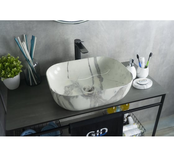 Раковина Gid K397G125 накладная, под камень глянцевая, 50x40x14 54402 1