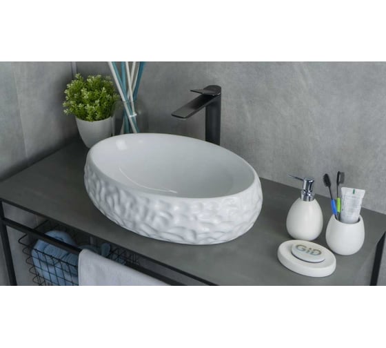 Раковина Gid 9030wf накладная, белая, 48x34x15 51187 1