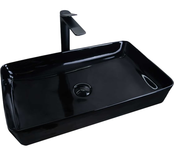 Раковина Gid BL9396 накладная, черная глянцевая, 60x34x11 53346 1
