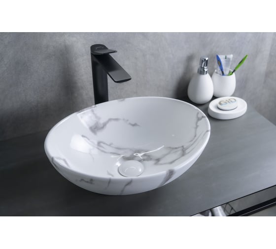 Раковина Gid Mnc138C накладная, под камень глянцевая, 41x34x15 54473 1