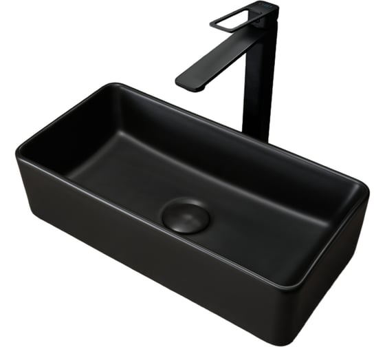 Раковина Gid Bm1104 накладная, черная матовая, 46x23x12 53359 1