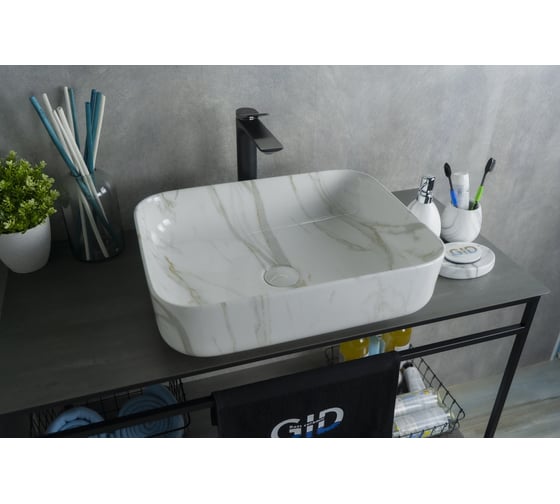 Раковина Gid Mnc190 накладная, под камень глянцевая, 50x39x13 54426 1