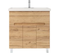 Тумба RUVANN с раковиной NIKA 80 + Фостер 80 в ванную напольная, Голд крафт Т.NIKA-GK.П-80НР-KIT-FOS