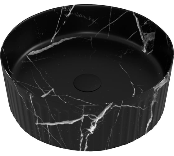 Накладная раковина для ванной Teymi Martta D37 цвет мрамор черный матовый T52183 T52183 ЦБ-00271363 1