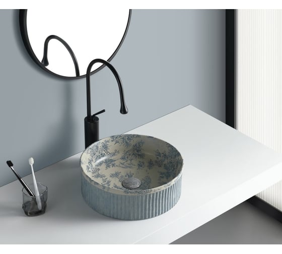 Раковина-чаша BRONZE DE LUXE Brousse 365x365x120 мм, голубая 4116 1