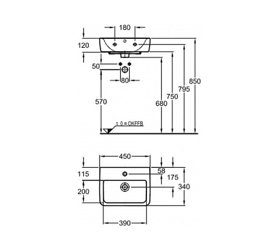 Раковина Geberit Renova Compact 450х340 мм 276145000 00000047412