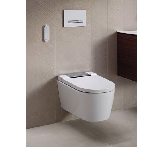 Подвесной унитаз-биде Geberit AquaClean Sela NEW, панель глянцевый хром 146.224.21.1 00000068231