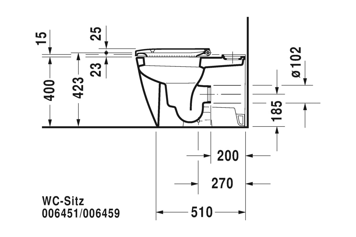 Комбинированный унитаз Duravit Happy D.2 365х630 мм, с вертикальным ...