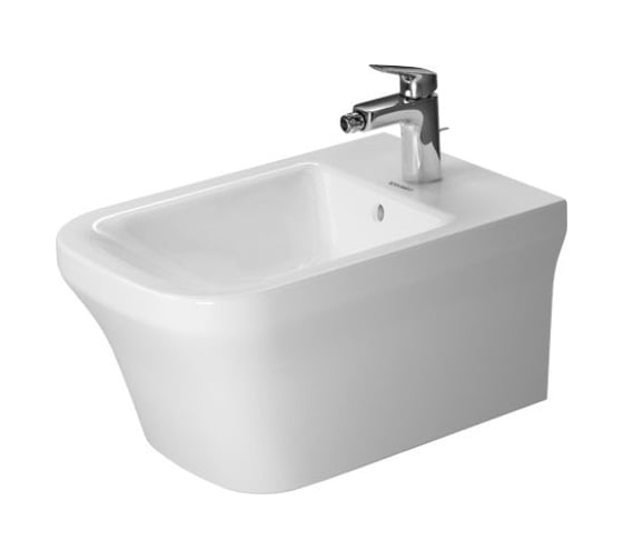 Подвесное биде Duravit P3 Comforts 380х570, заглушка для перелива, хром, крепление Durafix 00000048282 2268150000