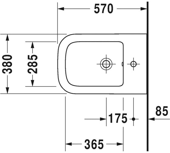 Подвесное биде Duravit P3 Comforts 380х570, заглушка для перелива, хром, крепление Durafix 00000048282 2268150000