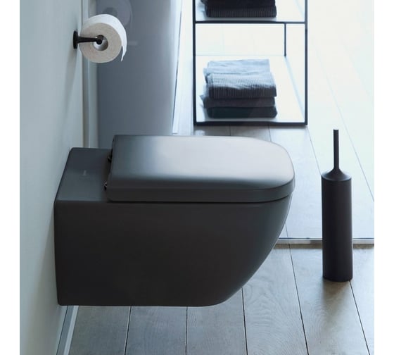 Подвесной унитаз Duravit Happy D.2 365х540 мм, с вертикальным смывом Durafix, цвет Anthracite 00000069022 2222098900