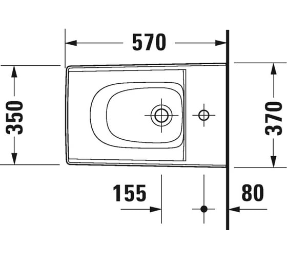Подвесное биде Duravit Viu 370х570 мм, 1 отверстие под смеситель, с переливом 00000073727 2292150000