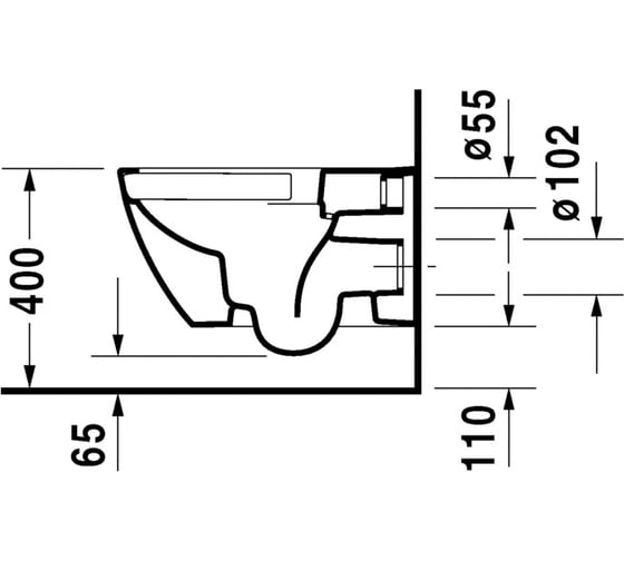 Подвесной унитаз Duravit Happy D.2 365х540 мм, с вертикальным смывом, крепление Durafix 00000036742 2222090000