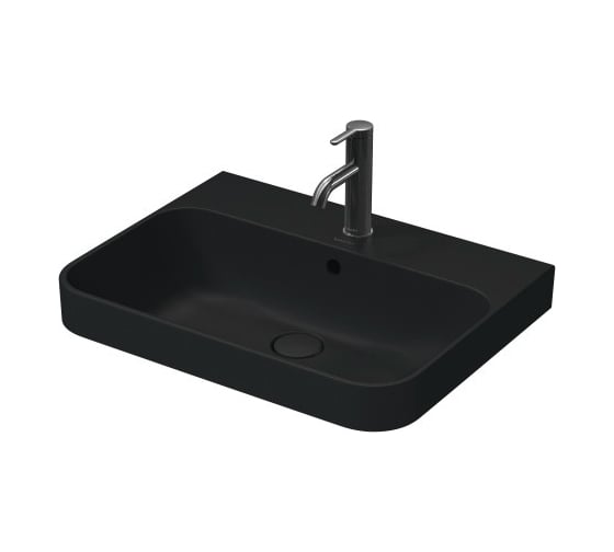 Раковина Duravit Happy D.2 Plus 600х460 мм, керамическая крышка слива, цвет Anthracite Matt 00000075293 2360601300