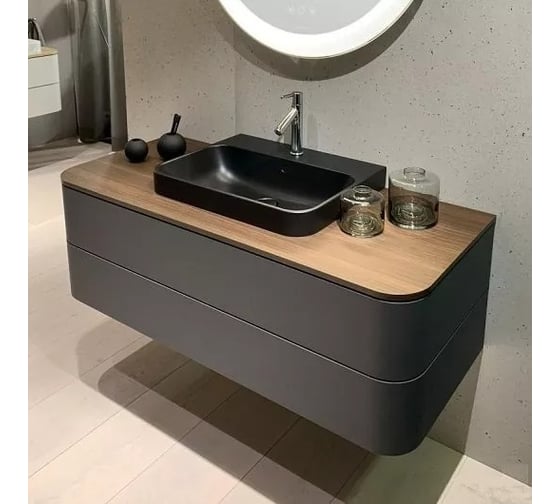 Раковина Duravit Happy D.2 Plus 600х460 мм, керамическая крышка слива, цвет Anthracite Matt 00000075293 2360601300