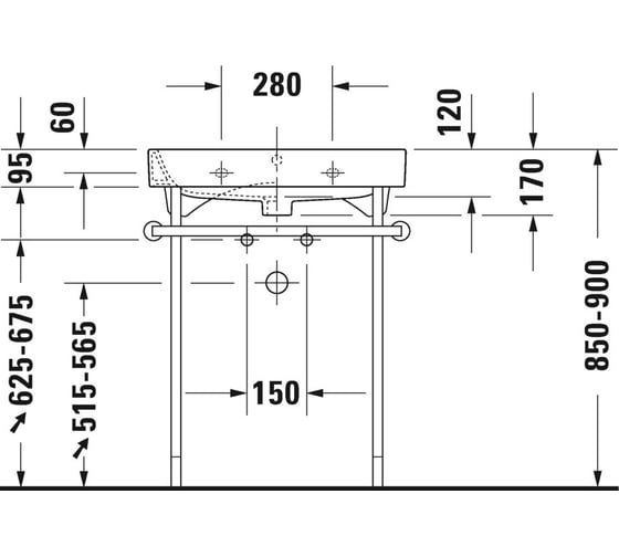 Раковина для мебели Duravit Happy D.2 650х505 мм, хром, 1 готовое отверстие под смеситель 00000030670 2318650000