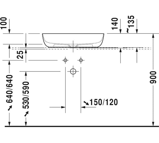 Раковина Duravit Luv 600х400 мм, выпуск с керамической крышкой, без перелива 00000055570 379600000