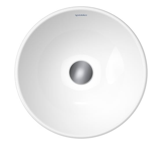 Раковина Duravit D-Neo круглая, диаметр 400 мм, без отверстий под смеситель, без перелива, крепеж 00000090454 2371400070