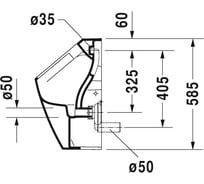 Писсуар Duravit ME by Starck Rimless без смывного края, 300х350 мм, подача воды сзади 00000048817 2809300000