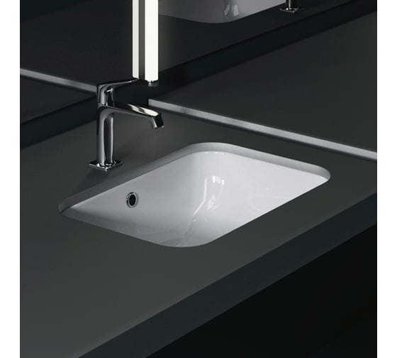 Встраиваемая раковина GSI CLASSIC с переливом, белый глянцевый extraglaze 55x38 00000073973 724311
