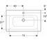 Мебельная раковина Geberit Renova Plan Slim 80x48 см, с отверстием под смеситель 122280000 00000072306 6