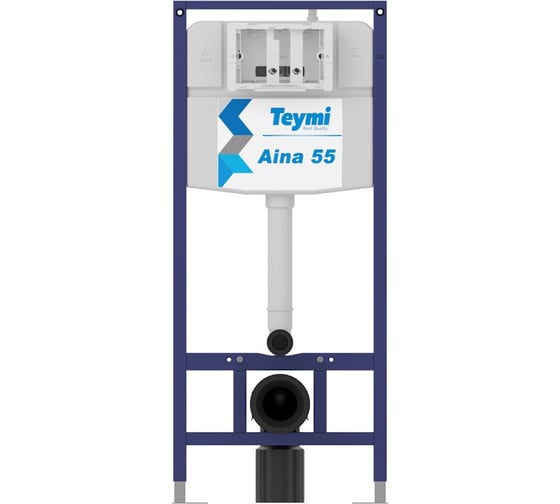 Инсталляция с унитазом комплект 5 в 1 Teymi унитаз подвесной безободковый Helmi S кнопка черная F13581 ЦБ-00285259 1
