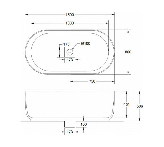 Отдельностоящая ванна RELAX DESIGN HORIZON 150х80x54, luxolid mood, белый матовый HORIZON LX01 opac