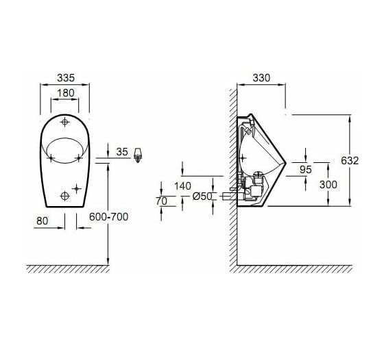 Писсуар JACOB DELAFON Patio с инфракрасным датчиком подачи воды 00000023688 E1547-00