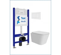 Инсталляция с унитазом комплект 5 в 1 Teymi унитаз подвесной безободковый Helmi Pro кнопка белая F15975 ЦБ-00285765