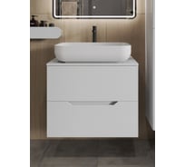 Тумба с раковиной подвесная 70 см, белый ORANGE Лайн Li-70TuwMDF+B03-600W