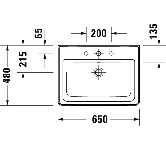 Раковина Duravit D-NEO 650x480 мм., 1 отверстие под смеситель, с переливом 2367650000 00000090445