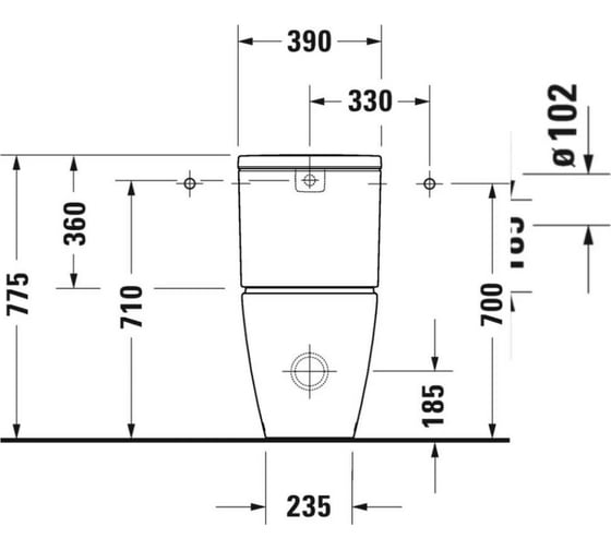 Напольный унитаз Duravit D-NEO Rimless 370x650 мм., крепления 2002090000 00000090433