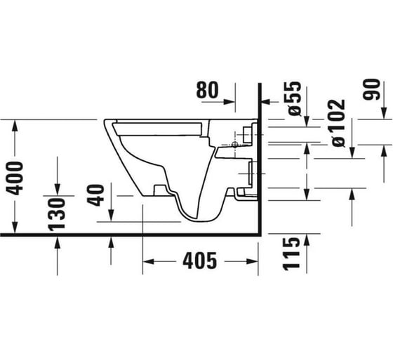 Подвесной унитаз Duravit D-NEO Rimless 370x540 мм., крепёж 2577090000 00000089614