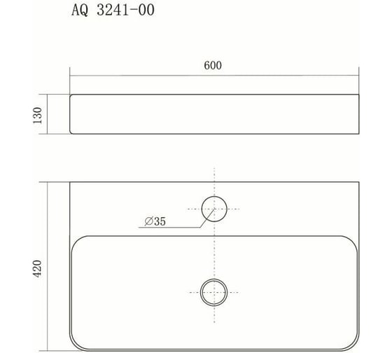 Раковина Aquatek для монтажа на столешницу 600x420x130 мм AQ3241-00 00000096351