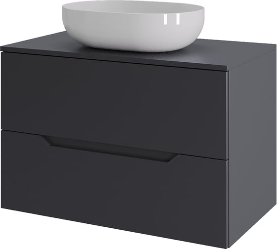 Тумба с раковиной подвесная ORANGE Line Li-70TugMDF+B05-480W 70 см графит/белый X607218999 1