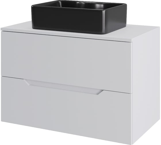 Тумба с раковиной подвесная 70 см белый/черный ORANGE Line Li-70TuwMDF+B01-475MB X765699990 1