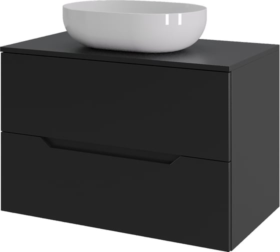 Тумба с раковиной подвесная ORANGE Line Li-70TubMDF+B05-480W 70 см черный/белый X339289990 1