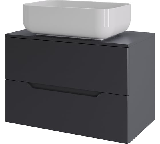 Тумба с раковиной подвесная ORANGE Line Li-70TugMDF+B03-600W 70 см графит/белый X582463999 1