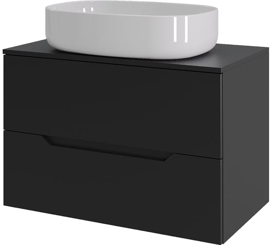 Тумба с раковиной подвесная ORANGE Line Li-70TubMDF+B04-600W 70 см черный/белый X331277999 1