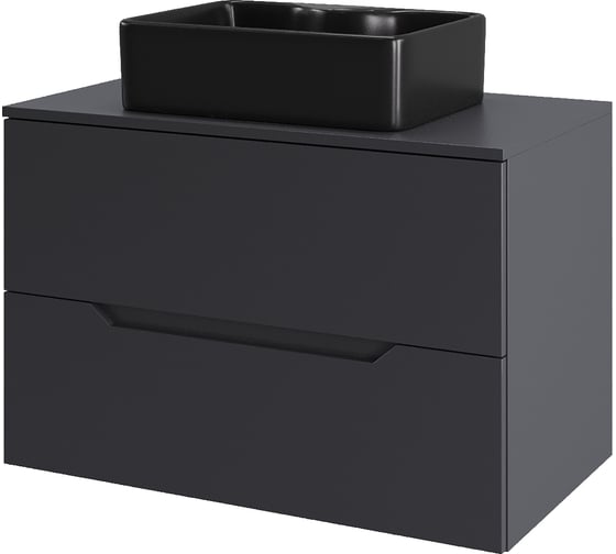 Тумба с раковиной подвесная 70 см графит/черный ORANGE Line Li-70TugMDF+B01-475MB X554059999 1
