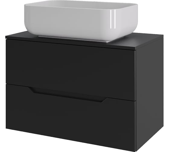 Тумба с раковиной подвесная ORANGE Line Li-70TubMDF+B03-600W 70 см черный/белый X285633999 1