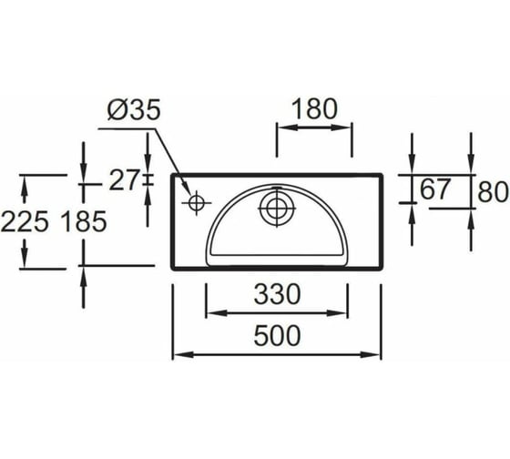 Компактный рукомойник JACOB DELAFON Odeon RG 50х22 см (отверстие слева) EGO112-55-00 00000093496